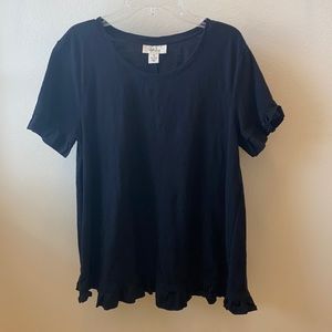 Style & Co Black Ruffled Sleeve Blouse